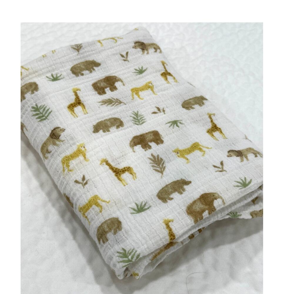 Aden + Anais Safari Muslin Swaddle Blanket Giraffe Zoo Cotton Baby 42x42 Soft